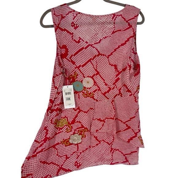 NWT Leifsdottir frilly red floral sleeveless top 12 - Picture 4 of 7